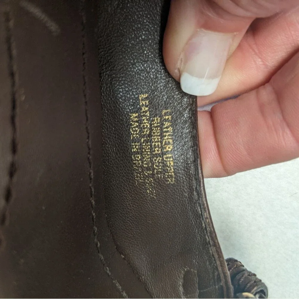 Banana Republic wedge peep toe brown leather shoes w/ buckle, size 9